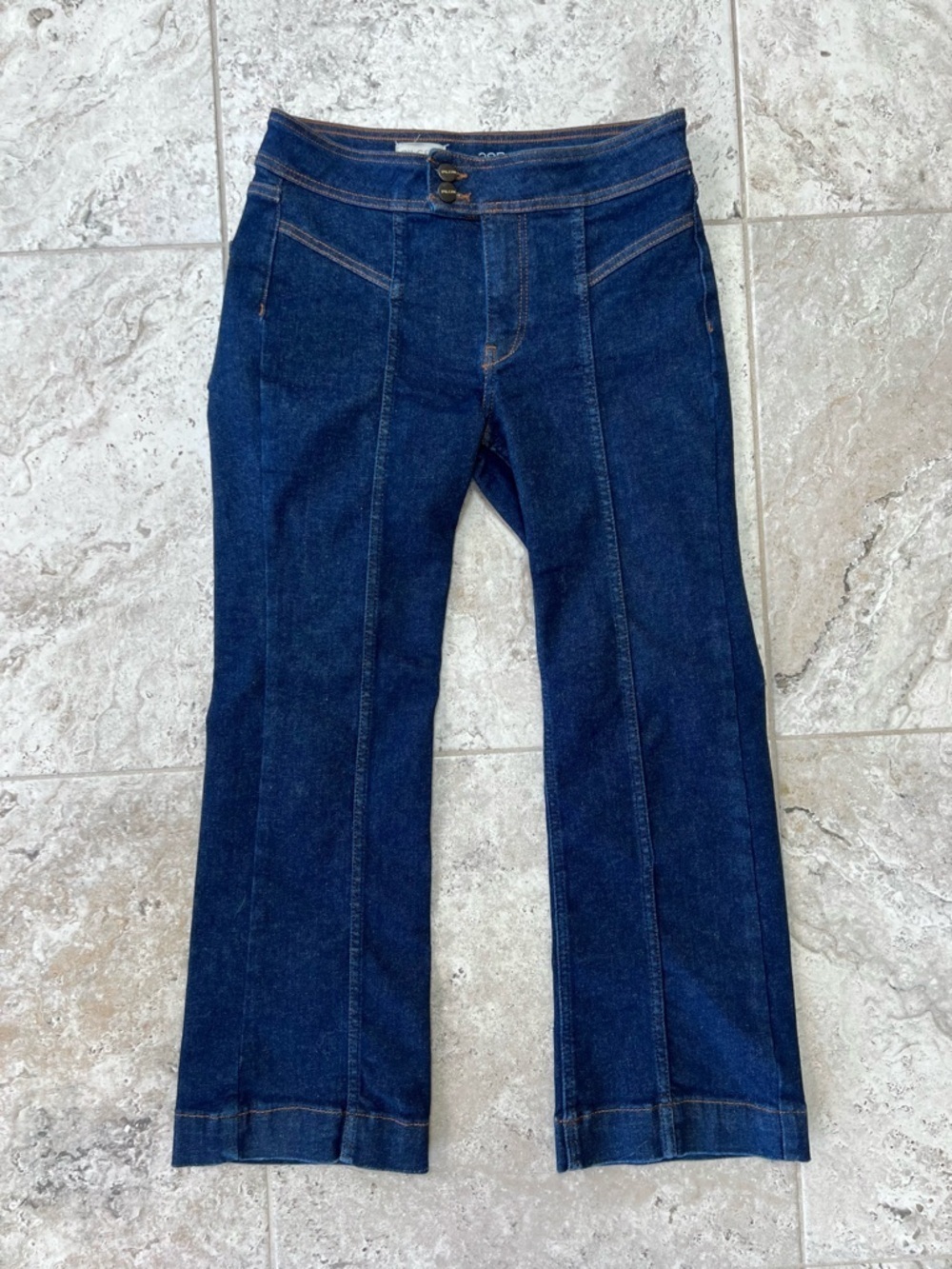 Pilcro Anthropologie Bootcut Stretch Denim Front Seam Jeans, Dark Blue Wash, 28P